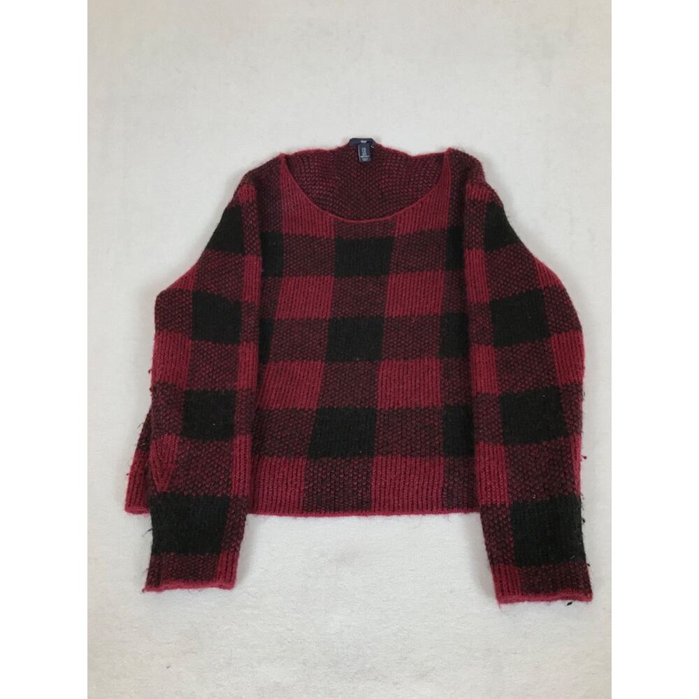 Gap Red Black Scoop Neck Chunky Knit Sweater XL
